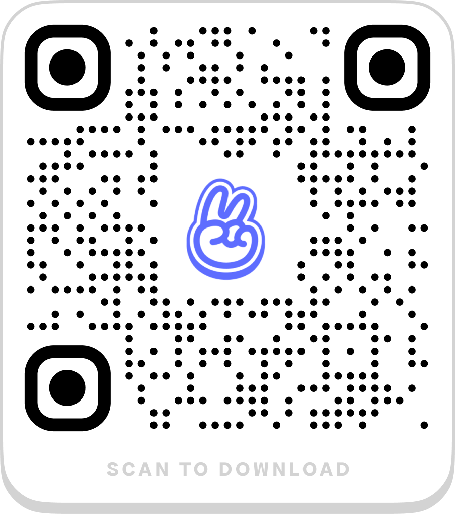 UPI-style QR — scan with your phone to download fave